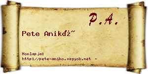 Pete Anikó névjegykártya